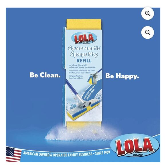 LOLA SqueezeMatic Butterfly Sponge Mop Refill, 9" Super Absorbent Head - 1 Count - Picture 4 of 6